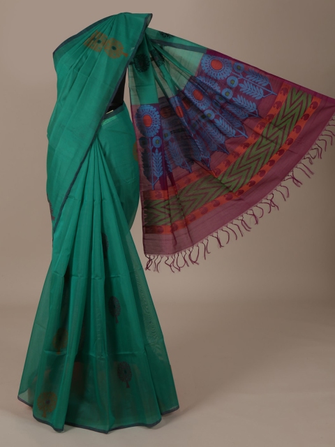 

Pothys Green Solid Silk Cotton Saree