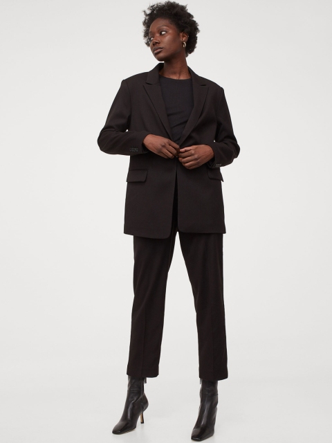 

H&M Women Black Solid Cigarette Trousers