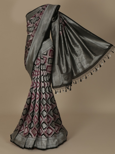 

Pothys Black & Grey Jute Silk Woven Design Saree