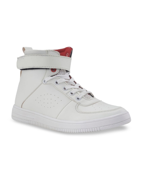 

Khadims Boys White Solid Synthetic Mid-Top Sneakers