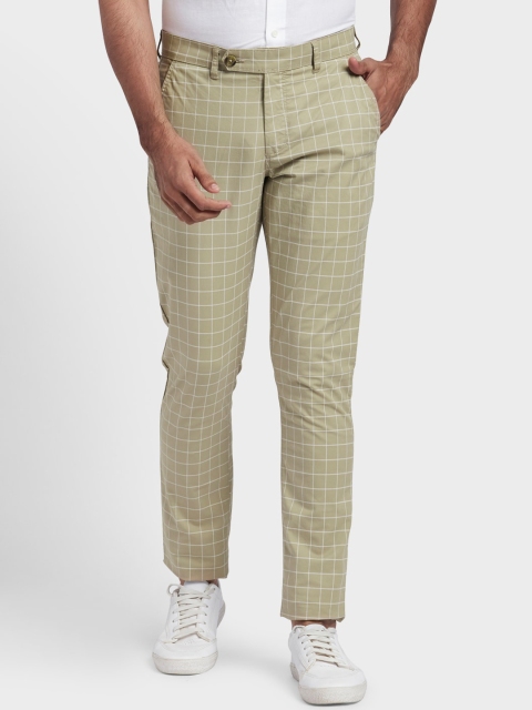 

ColorPlus Men Beige Checked Regular Trousers