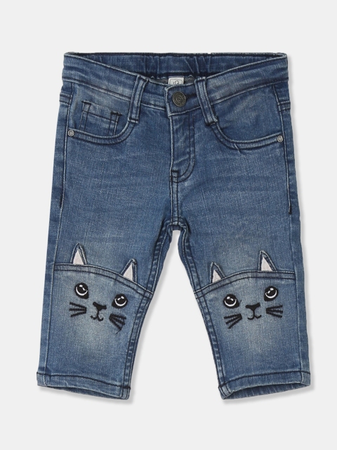 

Cherokee Girls Blue Regular-Fit Embroidered Capris