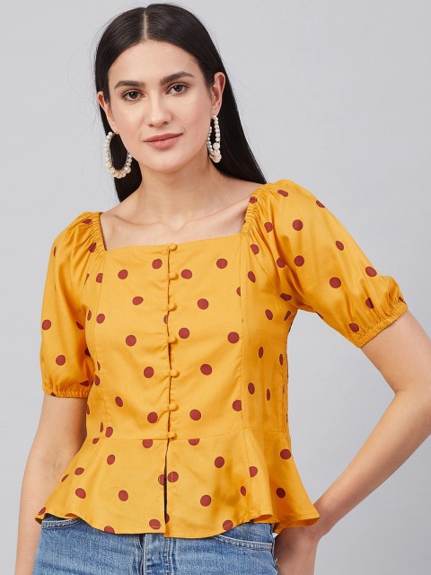 

Marie Claire Women Mustard Printed Top