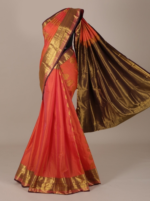 

Pothys Peach-Coloured & Gold-Toned Pure Silk Woven Design Saree