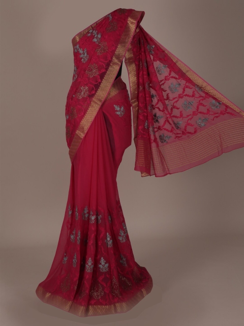 

Pothys Pink Woven Design Pure Chiffon Saree