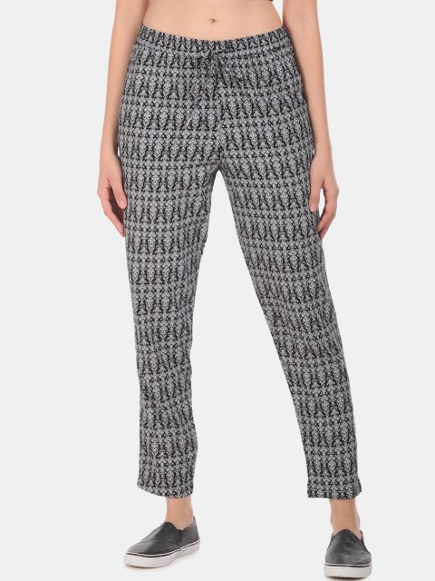 

Cherokee Women Grey & Black Regular Fit Printed Regular Trousers