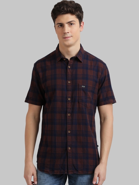 

Parx Men Brown Slim Fit Checked Casual Shirt