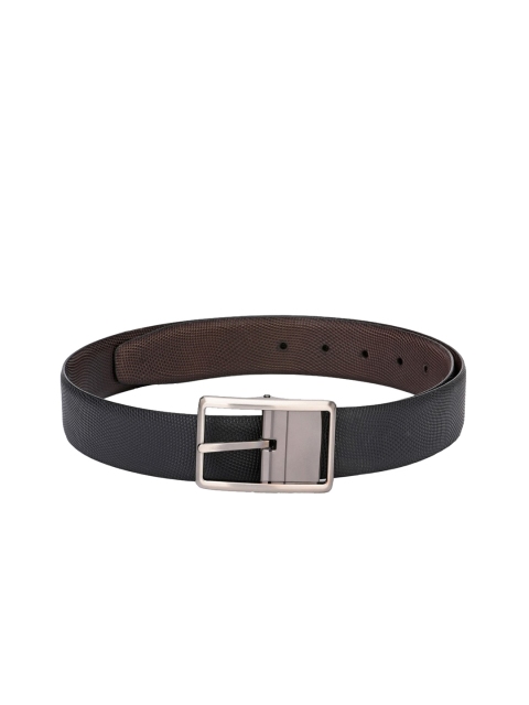 

Pacific Gold Men Black & Brown Textured Genuine Leather Reversible Belt