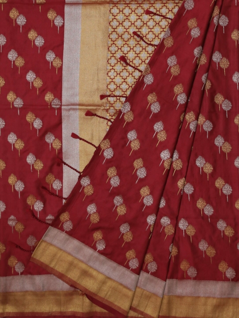 

Bangalore Silk Emporium Maroon Printed Satin Saree