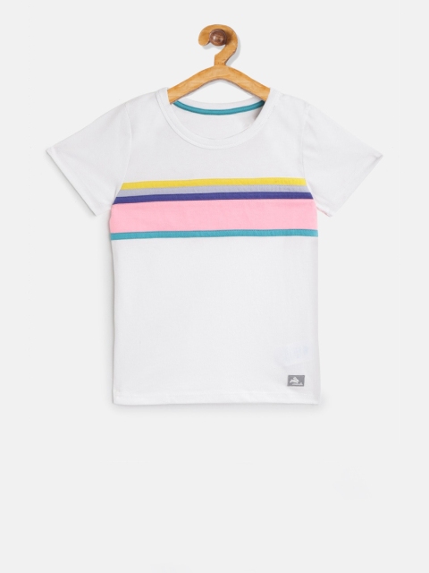 

Cherry Crumble Boys White Striped Round Neck T-shirt