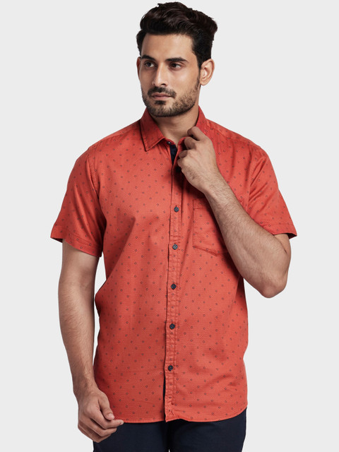 

ColorPlus Men Orange Tailored Fit Printed Casual Shirt