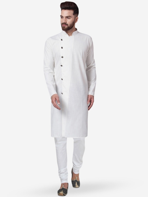 

Jompers Men White Solid Kurta with Pyjamas