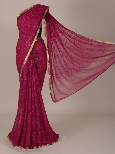 

Pothys Magenta Embellished Pure Crepe Saree