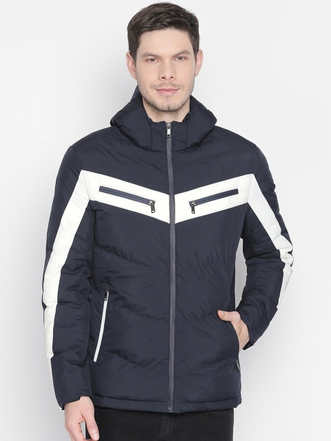 

Basics Men Navy Blue Colourblocked Lightweight Puffer Jacket