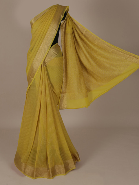 

Pothys Yellow Woven Design Pure Chiffon Saree