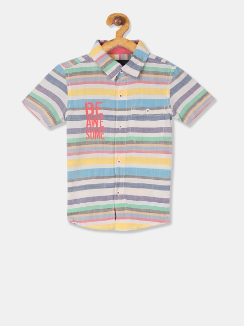 

Cherokee Boys Yellow & Blue Regular Fit Striped Casual Shirt