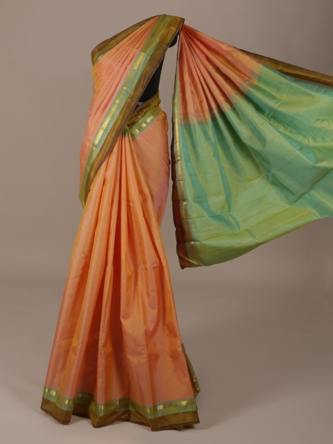 

Pothys Peach-Coloured Solid Pure Silk Saree