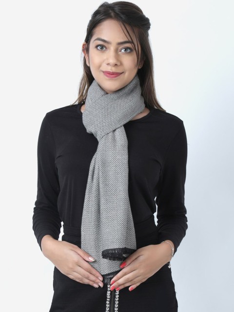 

Calvadoss Women Grey Woven Design Stole