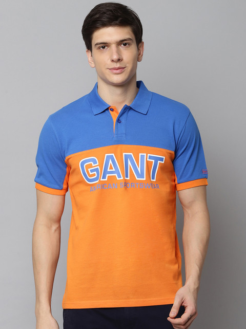 

GANT Men Blue Printed Polo Collar T-shirt