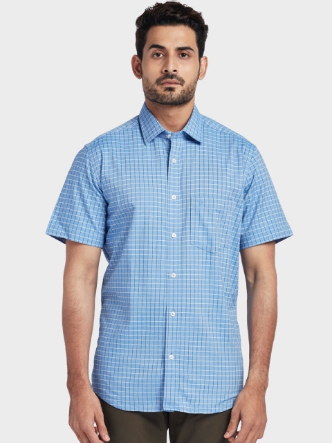 

ColorPlus Men Blue Tailored Fit Checked Casual Shirt