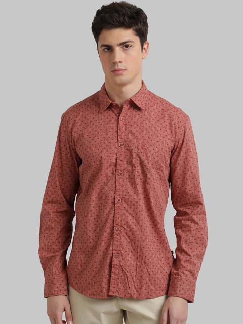 

Parx Men Rust Slim Fit Printed Casual Shirt