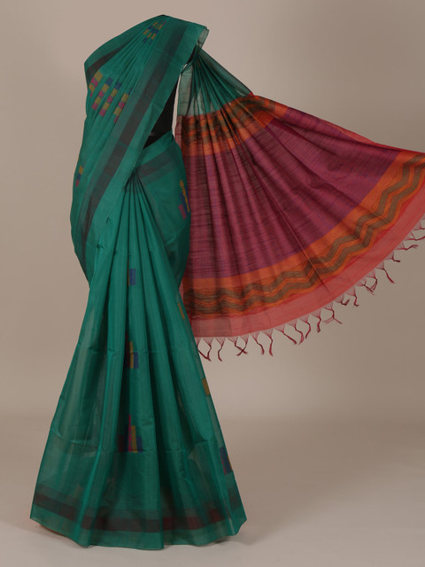 

Pothys Green & Pink Silk Cotton Woven Design Saree
