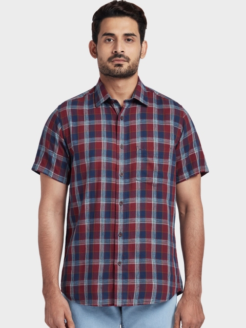 

ColorPlus Men Red & Blue Tailored Fit Checked Casual Shirt