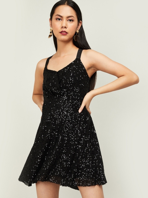 

Ginger by Lifestyle Women Black Embellished Fit and Flare Dress