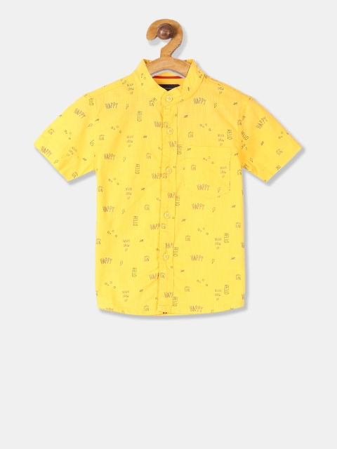 

Cherokee Boys Yellow Regular Fit Printed Casual Shirt