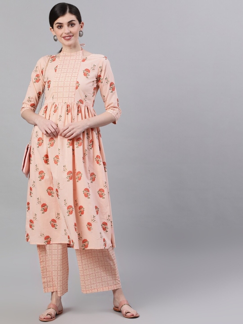 

Nayo Women Peach-Coloured Printed Kurta with Palazzos