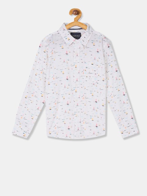 

Cherokee Boys Off-White Regular Fit Printed Casual Shirt
