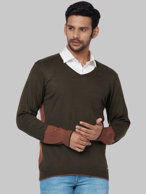 

Park Avenue Olive Brown Men Pullover Sweater