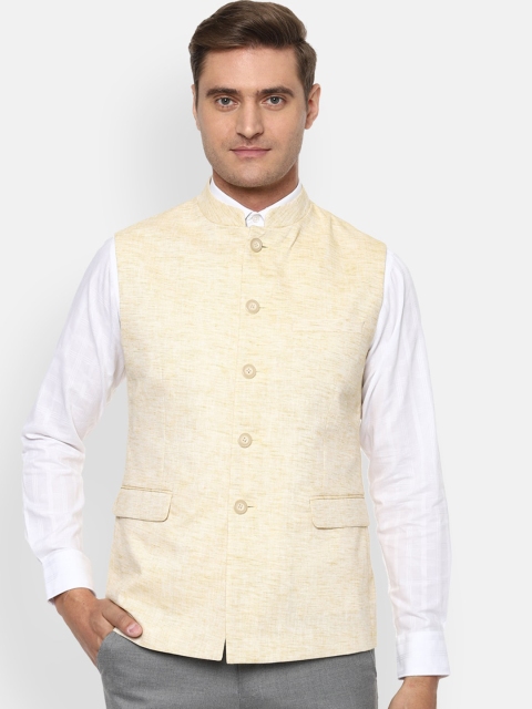 

Van Heusen Men Cream-Coloured Solid Waistcoat