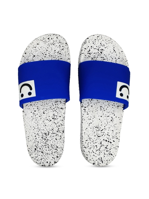 

Pampy Angel Men Blue & White Smiley Printed Sliders