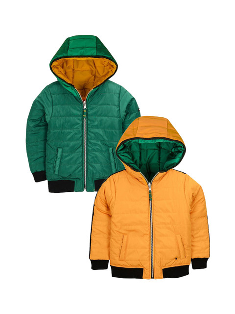 

Cherry Crumble Boys Mustard Yellow Solid Reversible Padded Jacket