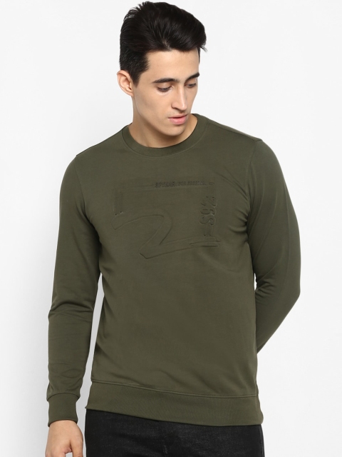 

SPYKAR Men Olive Green Solid Round Neck T-shirt