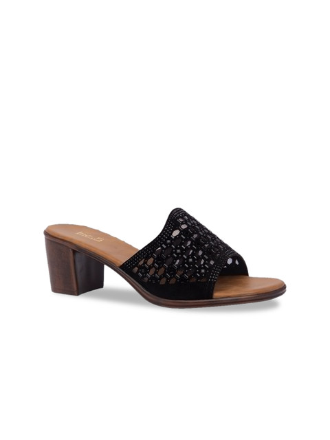 

Inc 5 Women Black Embellished Heeled Mules