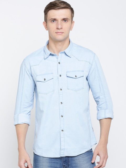 

Pepe Jeans Men Blue Regular Fit Solid Casual Shirt