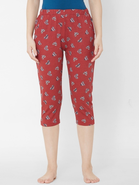 

Sweet Dreams Women Red & Blue Printed Mid-Rise Lounge Capris F-LLC-1189B