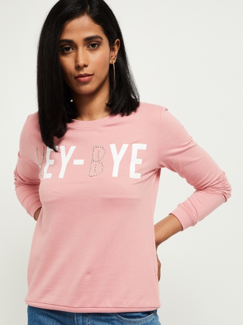 

max Women Pink Printed Sweatshirt