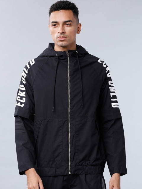 

Ecko Unltd Men Black Solid Cotton Sporty Jacket