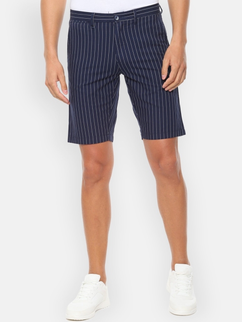 

Louis Philippe Sport Men Navy Blue Striped Slim Fit Regular Shorts