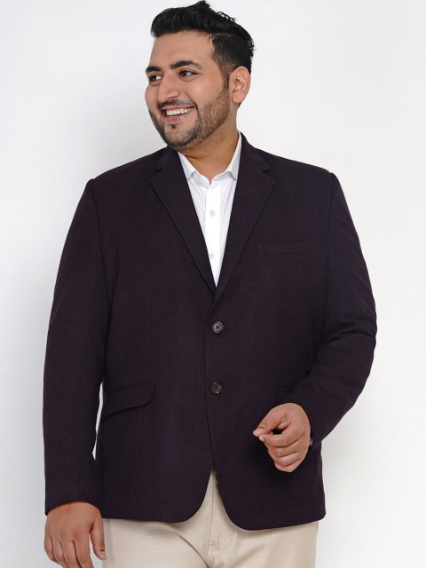 

John Pride Men Maroon Solid Single-Breasted Blazer