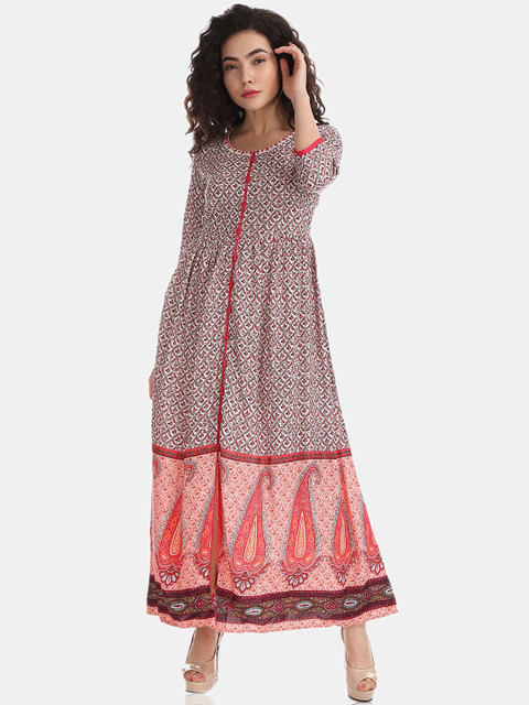 

Anahi Women White & Pink Printed Anarkali Kurta
