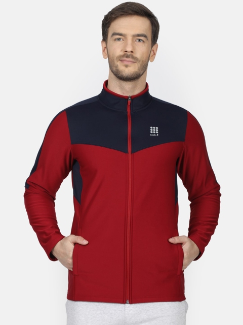 

rock.it Men Red & Navy Blue Colourblocked Sweatshirt