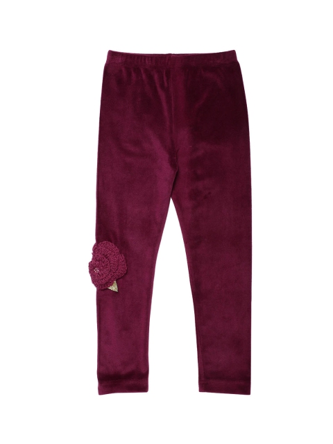 

Peek-A-Boo-Zoo Girls Burgundy Solid Velvet Tights