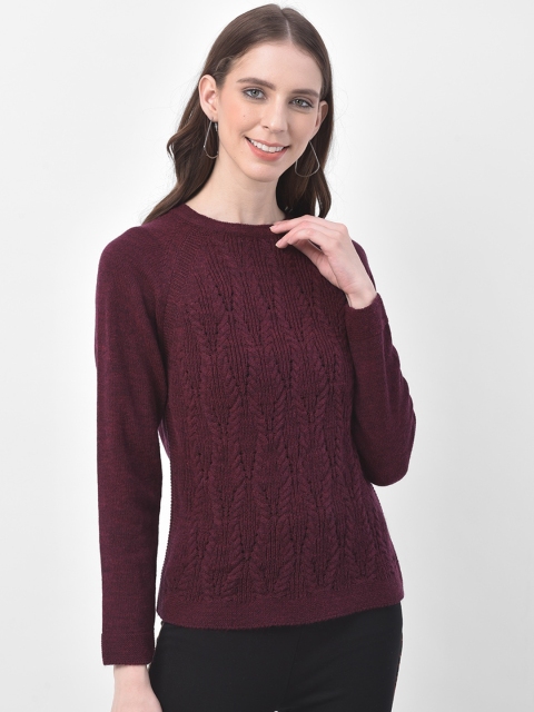 

Latin Quarters Women Maroon Self-Design Pullover