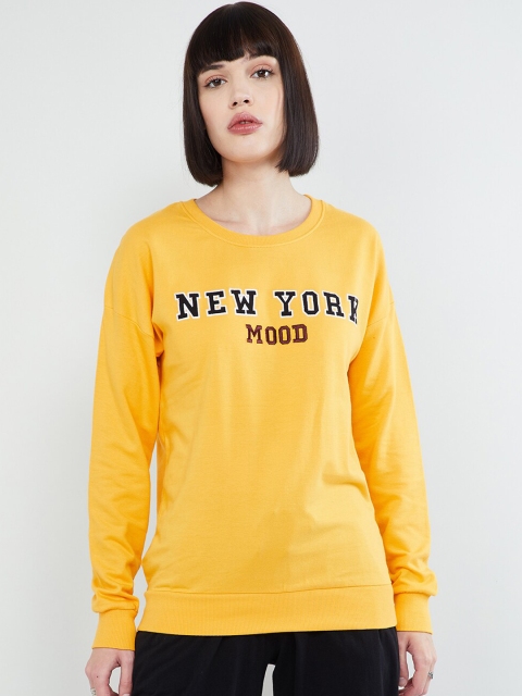 

max Women Yellow Printed Sweatshirt