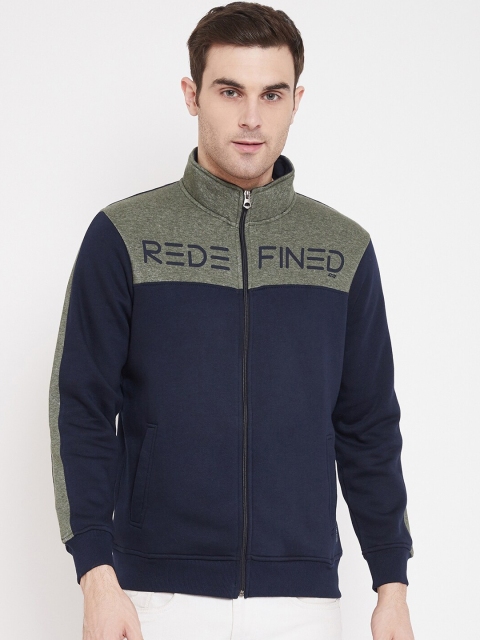 

NEVA Men Navy Blue & Green Colourblocked Sweatshirt