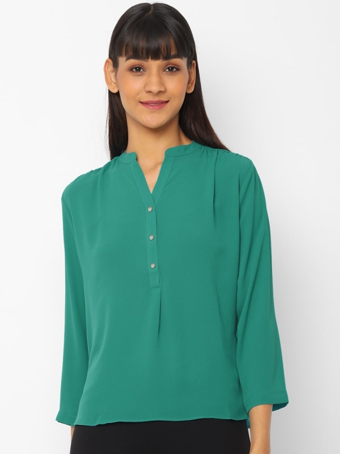 

Allen Solly Woman Women Green Solid Shirt Style Top